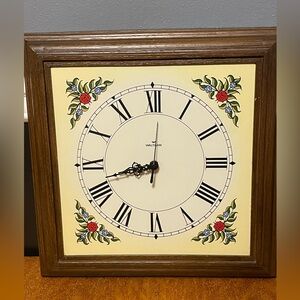 Vintage Floral Roman Numeral Wall Clock - Cream and Brown